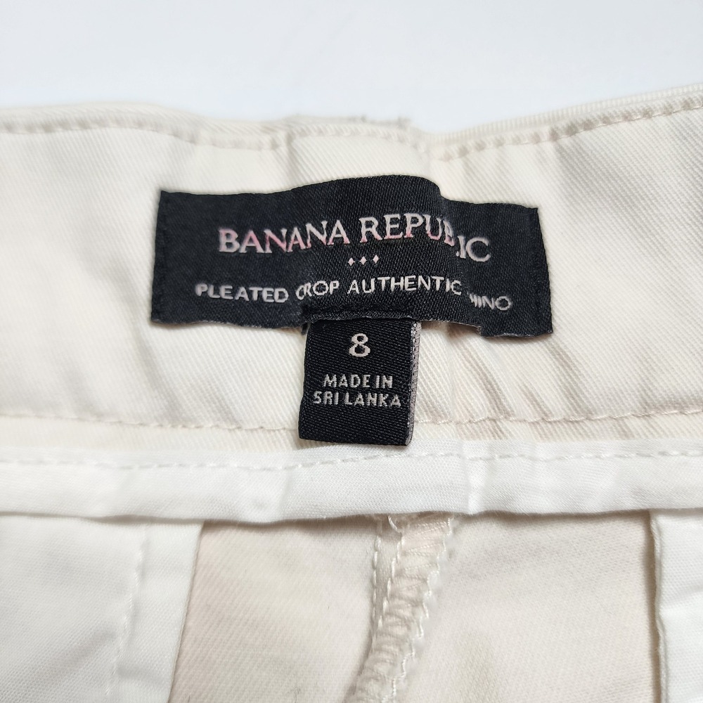 Banana Republic Factory Womens Authentic Chino Pleated Crop‎ Pants Size 8 Stone - Picture 7 of 15